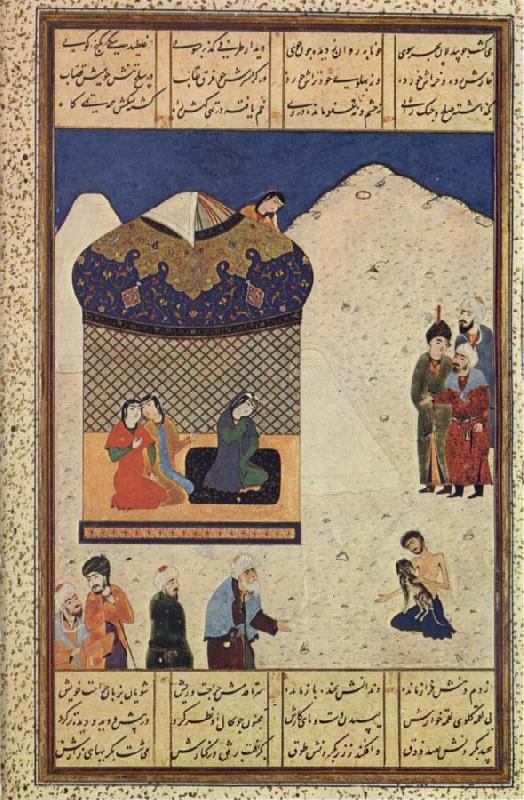 unknow artist Majnun with the Black dog outside Layla-s Camp oil painting image